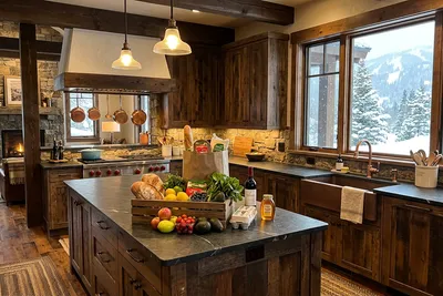 Warm kitchen stocked with groceries before arrival